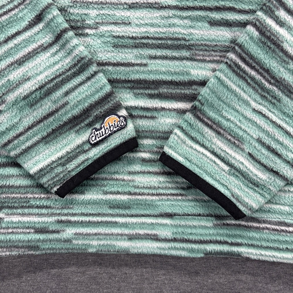 Chubbies Teal Blue Stripe Fleece 1/4 Zip Pullover Womens Small Top Outdoor Hike - Picture 7 of 10